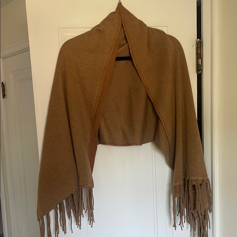 Brown Fringe Shawl